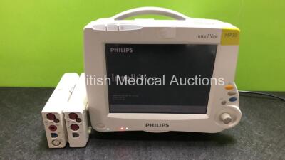 Job Lot Including 1 x Philips IntelliVue MP30 Patient Monitor (Powers Up) 1 x Philips M3001A Module with ECG, SpO2, NBP, Temp and Press Options and 1 x Philips M3014A Module with CO2, Press, Temp and Press Options