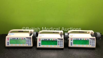 3 x Smiths Medfusion 3500 Syringe Pumps Version V3.0.6 (All Power Up, 2 x Slight Damage to Casing - See Photos)