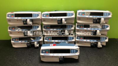 10 x CareFusion Alaris GH Syringe Pumps (7 x Power Up, 1 x Powers Up with Blank Screen, 1 x Draws Power, 2 x No Power, 1 x SP3 Code)