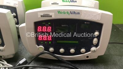 6 x Welch Allyn 53N00 Patient Monitors with 6 x AC Power Supplies, 6 x SpO2 Connection Cables, 6 x Hoses and 6 x BP Cuffs (All Power Up) *SN JA11100, JA110834, JA110842, JA111098, JA110840, JA110925* - 2