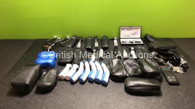 Mixed Lot Including Various Otoscopes with Attachments, Thermometers and BP Meters