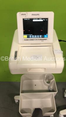 2 x Philips Avalon FM20 Fetal Monitors on Stands (Both Power Up) - 4