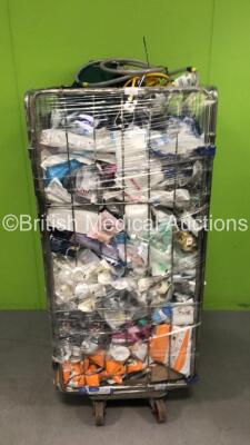 Job Lot of Consumables Including Hand Sanitizer, Spill Wipes, Face Masks and Examination Gloves *Cage Not Included*