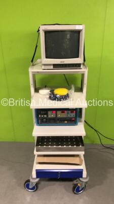 Stack Trolley with Sony Trinitron Monitor, Valleylab Force 40 Electrosurgical Unit with 2 x Footswitches (All Power Up)