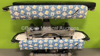 2 x Anetic Aid QA3 Hydraulic Patient Examination Trolleys with 1 x Mattress (1 x Hydraulics Tested Working with 1 x Damaged and not Working- See Photo)