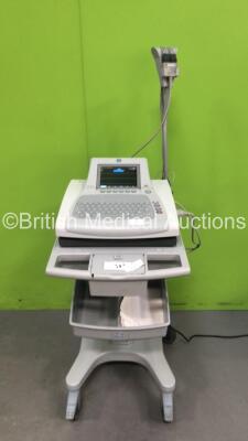 GE MAC 3500 ECG Machine on Stand with 10 Lead ECG Leads (Powers Up) *S/N SKK17510109PA*