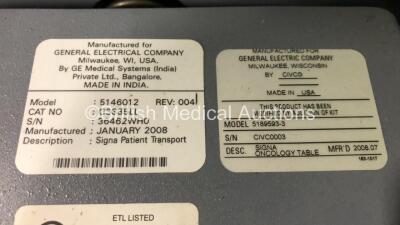 GE Signa MR Table Model 5146012 REV 004 (Hydraulics Tested Working)*S/N 36462WH0* - 4