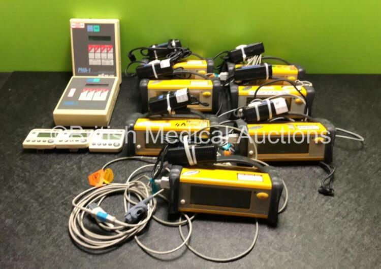 Mixed Lot Including 7 x GE Ohmeda TruSat Oximeters, 2 x PMA-1 External Pacemaker Analyzer and 3 x RS Timers *SN FCC08220121SA / FCC06050061SA / FCC08220125SA / FCC07230087SA / FCC05460009SA / FCC08220122SA / FCC05290050SA / 1760 / 1336*