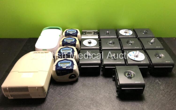 Job Lot Including 12 x Respironics System One Humidifiers, 1 x ResMed Escape S9 CPAP Unit with 1 x Power Supply, 4 x ResMed S8 Escape II CPAP Units, 2 x Philips Respironics Nebulisers and Large Quantity of Various CPAP Power Supplies *SN 23111037681 / 20