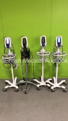 3 x Welch Allyn SPOT Vital Signs Monitors on Stands and 1 x Welch Allyn 420 Series Vital Signs Monitor on Stand (All Power Up) *S/N 201213917*