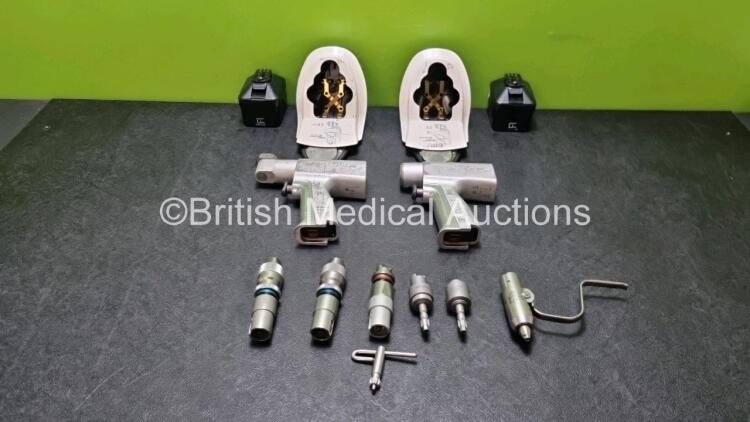 Job Lot Including 2 x Stryker System 5 Rotary Handpieces, 2 x Stryker Keyless Drill Attachment, 2 x Stryker Hudson Modified Trinkle Reamer Attachment, 1 x Stryker AO Large Reamer, 1 x Stryker Pin Collet, 2 x Stryker Aseptic Battery Housing and 2 x Stryker