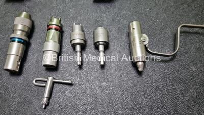 Job Lot Including 2 x Stryker System 5 Rotary Handpieces, 2 x Stryker Keyless Drill Attachment, 2 x Stryker Hudson Modified Trinkle Reamer Attachment, 1 x Stryker AO Large Reamer, 1 x Stryker Pin Collet, 2 x Stryker Aseptic Battery Housing and 2 x Stryker - 6