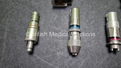 Job Lot Including 2 x Stryker System 5 Rotary Handpieces,1 x Stryker 1/4 Drill Attachment, 1 x Stryker Keyless Drill Attachment, 1 x Stryker Hudson Modified Trinkle Reamer Attachment, 1 x Stryker Wire Collet, 1 x Swiss DHS / DCS Attachment, 2 x Stryker As - 6