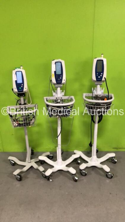 3 x Welch Allyn SPOT Vital Signs Monitors on Stands (All Power Up) *S/N 201414800*