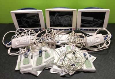 3 x Covidien Somanetics Invos Oximeter Cerebral-Somatic Model 5100C Monitors with 3 x Power Supplies and Accessories (All Power Up)