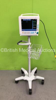 Datex-Ohmeda Compact Anaesthesia Monitor on Stand with 2 x E-PRESTN Multiparameter Modules with SPO2, T1/T2, P1/P2, NIBP and ECG Options (Powers Up) *S/N 509358*