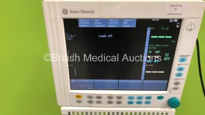 Datex-Ohmeda Compact Anaesthesia Monitor on Stand with 2 x E-PRESTN Multiparameter Modules with SPO2, T1/T2, P1/P2, NIBP and ECG Options (Powers Up) *S/N 509358* - 2