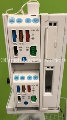 Datex-Ohmeda Compact Anaesthesia Monitor on Stand with 2 x E-PRESTN Multiparameter Modules with SPO2, T1/T2, P1/P2, NIBP and ECG Options (Powers Up) *S/N 509358* - 3