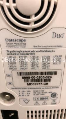 5 x Datascope Duo Patient Monitors on Stands (All Power Up) *S/N MD09977-C9* - 3