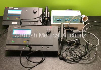 Mixed Lot Including 2 x Uniphy Phyaction 190 Shortwave Therapy Unit with 2 x Probes and 1 x AB Medical 703A Ultrasound Therapy Unit with 2 x Probes (All Power Up)