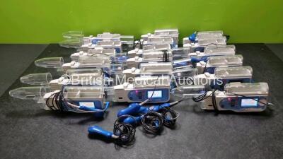 18 x CME Medical T PCA Pain Management Syringe Pumps with 13 x Probes (15 x Power Up 3 x No Power, Some with Damage to Casing - See Photos)