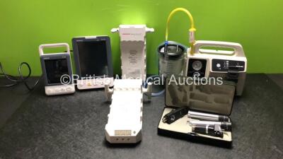 Mixed Lot Including 2 x Medrad Spectris Solaris EP MR Injection System Batteries, 1 x Mindray VS-600 Patient Monitor (Powers Up) 1 x Mindray VS-900 Patient Monitor (Powers Up with Damage to Casing) 2 x Keeler Ophthalmoscope / Otoscope Handles with 2 x Att