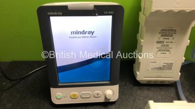 Mixed Lot Including 2 x Medrad Spectris Solaris EP MR Injection System Batteries, 1 x Mindray VS-600 Patient Monitor (Powers Up) 1 x Mindray VS-900 Patient Monitor (Powers Up with Damage to Casing) 2 x Keeler Ophthalmoscope / Otoscope Handles with 2 x Att - 4