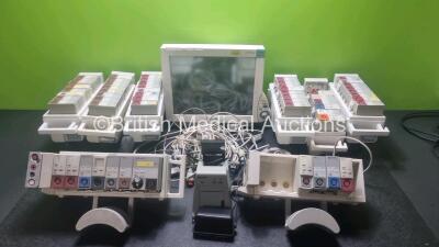 Mixed Lot Including 1 x Philips IntelliVue MP70 Patient Monitor Including 1 x Philips M3000A Module with ECG, SpO2, NBP, Press and Temp Options, 8 x Philips Medizin System Module Racks Including 29 x Press Modules, 18 x Temp Modules 3 x SpO2 Modules 1 x E