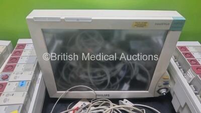 Mixed Lot Including 1 x Philips IntelliVue MP70 Patient Monitor Including 1 x Philips M3000A Module with ECG, SpO2, NBP, Press and Temp Options, 8 x Philips Medizin System Module Racks Including 29 x Press Modules, 18 x Temp Modules 3 x SpO2 Modules 1 x E - 3