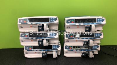 6 x Care Fusion Alaris GH Syringe Pumps (All Power Up, 1 with Service Message-See Photo) *RI*