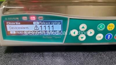 3 x B.Braun Perfusor Space Infusion Pumps (All Power Up, 1 x with Faulty Screen and Damage to Casing - See Photos) - 3