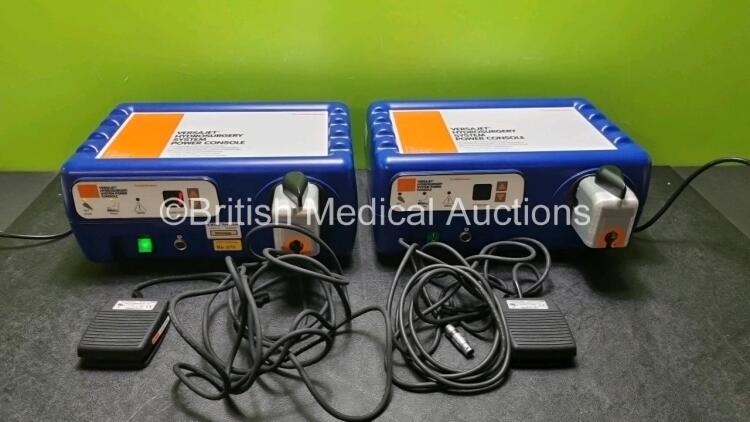 2 x Smith and Nephew VersaJet Hydrosurgery Power Consoles with 2 x Footswitches (1 x No Power)