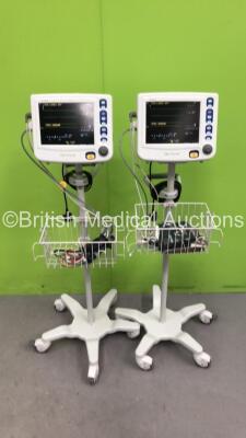 2 x CSI Criticare Systems nGenuity Monitors on Stands with Selection of Cables (Both Power Up) *S/N 209245565*