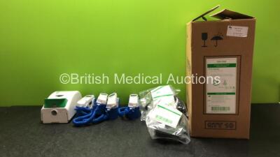 Mixed Lot Including 10 x Fisher & Paykel REF RT040M CPAP Hospital Masks *Mfd 04-2020* 3 x Covidien Genius 2 Thermometers and Base Units and 1 x Biocote Soap Dispenser