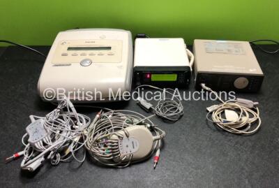 1 x Philips PageWriter Trim I ECG Machine with 10 Lead ECG Lead (Powers Up), 2 x Mindray 10 Lead ECG Leads, 1 x Ohmeda Biox 3740 Pulse Oximeter with 1 x Power Supply (Powers Up) and 1 x Nellcor N-180 Pulse Oximeter (No Power)