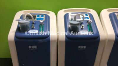 3 x Ozmus Portable Oxygen Concentrators (All Power Up, 1 x Damaged Wheel - See Photos) - 3