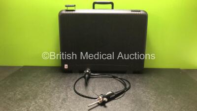 Olympus BF Type N20 Fibre Bronchoscope in Case - Engineer's Report : Optical System -15 Broken Fibres, Angulation - Not Reaching Specification, Insertion Tube -No Fault Found, Light Transmission - No Fault Found, Channels - No Fault Found, Leak Check -No 