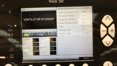 Breas VIVO 50 Ventilator Device Operating Time - 300h Firmware Version - 2.14 (Powers Up) - 2