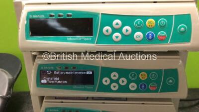 Mixed Lot Including 4 x B Braun Infusomat Space Infusion Pumps (2 x Power Up with Battery Maintenance) with B.Braun Space Docking Station, 4 x Konica Minolta Pulsox Monitors and 1 x Anetic Aid Attachment - 3