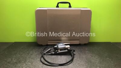 Pentax ECY-1570K Video Cystoscope in Carry Case - Engineer's Report : Optical System -No Fault Found, Angulation - No Fault Found, Insertion Tube -Worn, Light Transmission - Plug Separate from Light Guide Tube, Channels - No Fault Found, Leak Check -No Fa