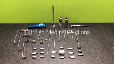 Job Lot Including 1 x Conmed Spectrum II C6350 Handle, 1 x Karl Storz 12060S Cannula, 1 x Stryker 4103-210 Reamer Attachment, 1 x Stryker 4100-131 Drill Attachment, 1 x Stryker 5100-10-72 Handpiece and Various Trocar, Cannulas and Surgical Instruments