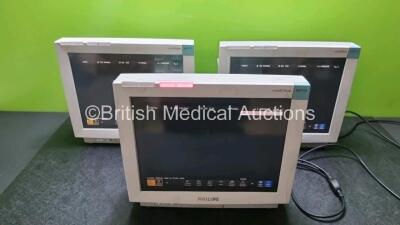 3 x Philips Intellivue MP70 Patient Monitors (All Power Up Slight Cracking in Casing on All Units - See Photos)