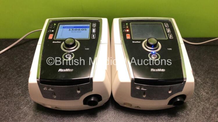 2 x Resmed Stellar 100 CPAP Units with 1 x Power Supply (1 x Powers Up, 1 x Draws Power) *SN 20160825648 / 20160880467*