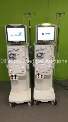 2 x Nipro Corporation Surdial X Dialysis Machines Version 1.506 with Hoses (Both Power Up) *Mfd 2018 / 2019* - 2