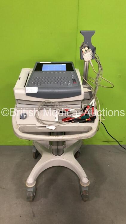 GE MAC1600 ECG Machine on Stand with 10 Lead ECG Leads (Powers Up)