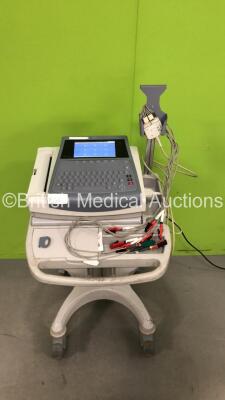 GE MAC1600 ECG Machine on Stand with 10 Lead ECG Leads (Powers Up) - 2