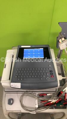 GE MAC1600 ECG Machine on Stand with 10 Lead ECG Leads (Powers Up) - 3