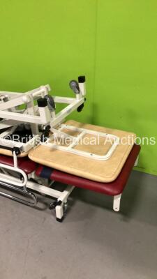 2 x Huntleigh Electric Patient Examination Couches with Controller (Both Power Up - Damage to Cushion) *S/N IPS-09689* - 2