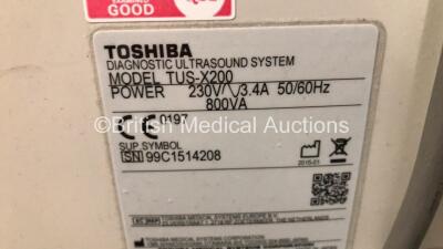 Toshiba Xario 200 TUS-X200 Flat Screen Ultrasound Scanner *S/N 99C1514208* **Mfd 01/2015** with Sony UP-D898MD Digital Graphic Printer (Powers Up - HDD REMOVED) ***IR783*** - 8