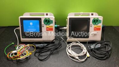 Job Lot Including 1 x Philips Heartstart XL+ Defibrillator with ECG and Printer Options Including 1 x 3 Lead ECG Lead and 1 x Paddle Lead (Powers Up) and 1 x Philips Heartstart XL+ Defibrillator with Pacer, ECG and Printer Options Including 1 x 3 Lead ECG